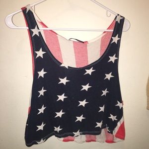 Brandy Melville American Flag Crop Tank Top